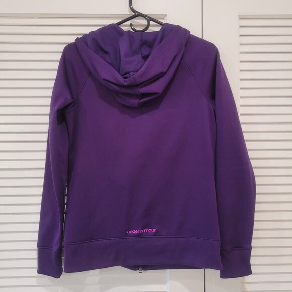 EUC Under Armour Womens Athletic Jacket with Hoodie 2 Pockets Small SM Purple - Picture 4 of 5